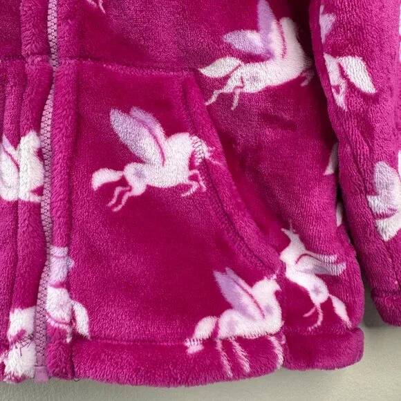 HATLEY Unicorn Fleece Jacket Girls 4T 4 Pink Soft Full Zip-Up Toddler Jacket EUC - Picture 4 of 9
